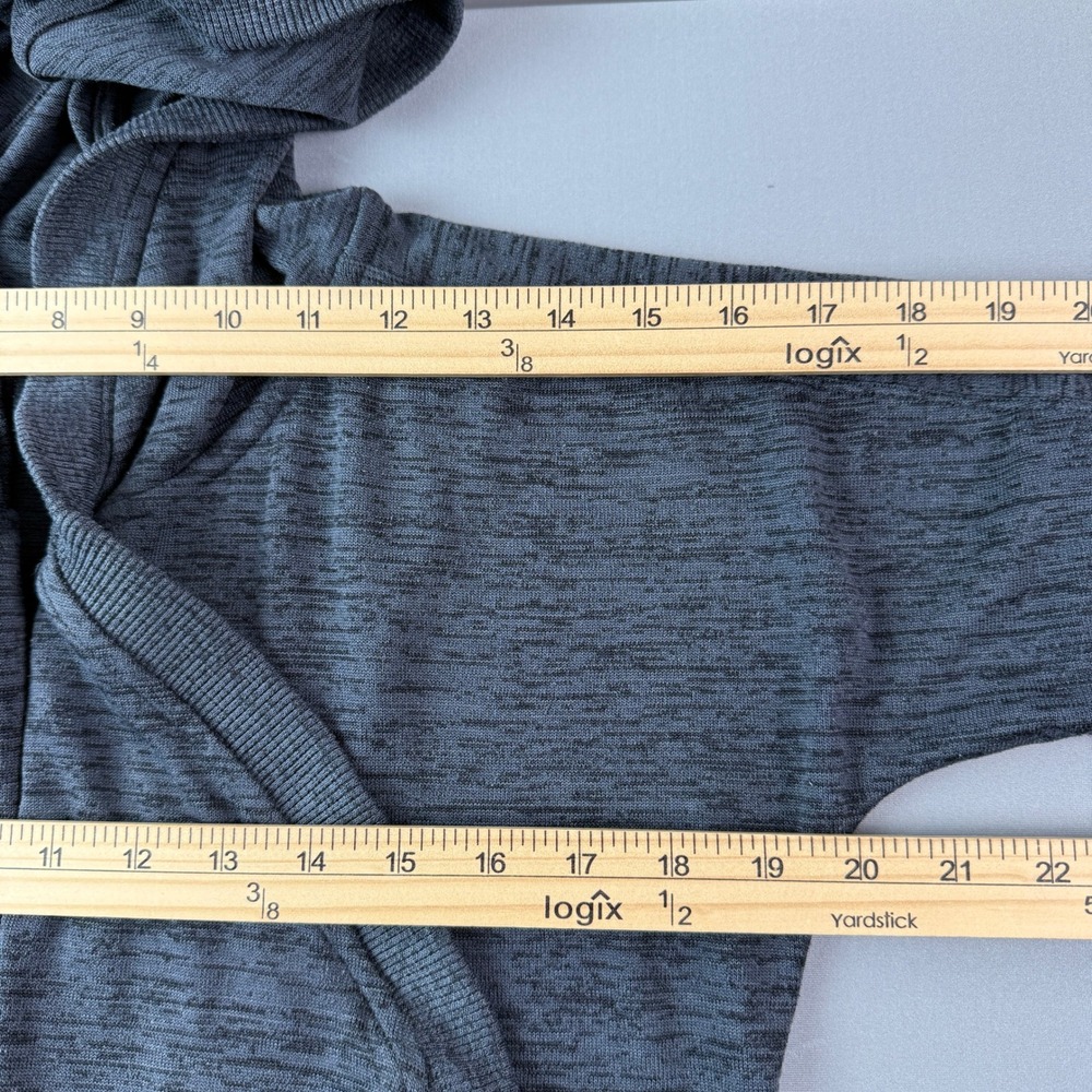 Athleta Heathered Charcoal Grey Hoodie Cardigan Sweater Open Front Size S Preppy - Picture 9 of 14